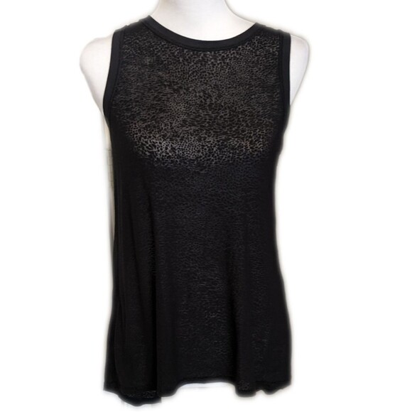 Athleta slub tank, sleeveless breezy sheer animal print top, open back, sz S - Picture 1 of 3